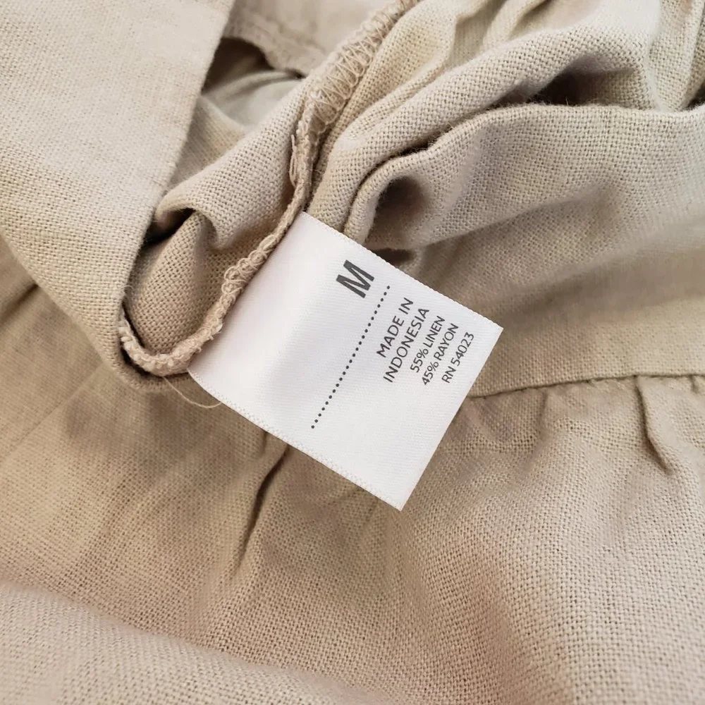 Old Navy Linen Blend Skirt Khaki Elastic Waist M